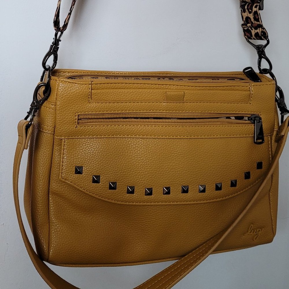 Lug Pacer Classic VL Crossbody Bag (amber yellow with brown leopard lining!)